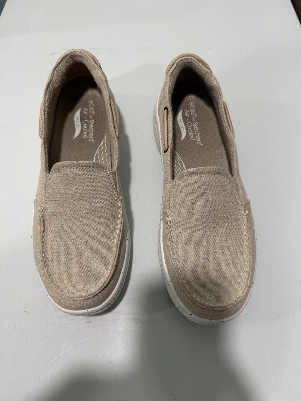 Skechers Women's Beige Canvas Slip-On Sneakers